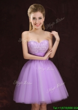 2017 Top Seller Sweetheart Lilac Prom Dress with Lace and Ruching