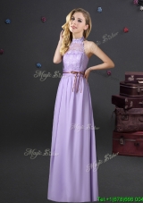 2017 New Style Empire Halter Top Lavender Prom Dress in Chiffon
