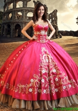 Western Style Perfect Big Puffy Embroideried and Beaded Quinceanera Dress in Taffeta
