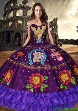 Best Embroideried and Ruffled Layers Purple Quinceanera Dress in Organza and Taffeta