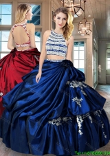 New Arrivals Scoop Beaded Bodice Taffeta Quinceanera Dress in Royal Blue