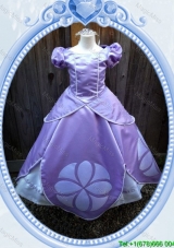 Halloween Puffy Scoop Lavender Long Little Girl Pageant Dress with Beading
