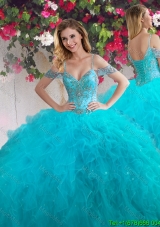 Gorgeous Off the Shoulder Tulle Quinceanera Dress with Beading and Ruffles