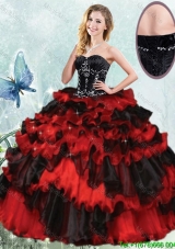 Fashionable Two Tone Organza Quinceanera Dress with Beading and Ruffled Layers