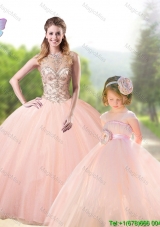 New Arrivals See Through Peach Tulle Princesita Quinceanera Dresses with Beading