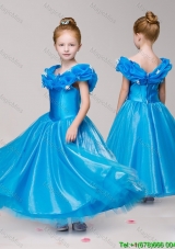 Cute Off the Shoulder Zipper Up Little Girl Pageant Dress in Ankle Length