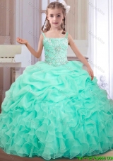 Affordable Straps Apple Green Mini Quinceanera Dress with Beading and Ruffles