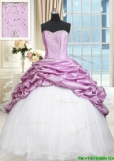 2017 Elegant Beaded and Bubble Lilac and White Quinceanera Dress in Organza and Taffeta