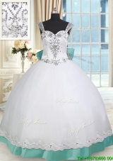 Discount Straps Taffeta and Tulle Quinceanera Dress with Lacework and Bowknot