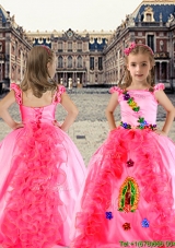 Lovely Spaghetti Straps Cap Sleeves Mini Quinceanera Dress with Appliques and Ruffles