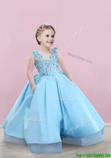 Elegant V Neck Applique Mini Quinceanera Dress in Baby Blue