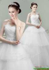 Fashionable Ball Gown Wedding Dress with Beading and Ruching