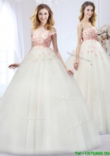 2016 Lovely Applique Wedding Dress with Detachable Straps