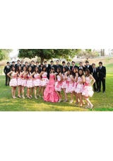 Popular Strapless Bubble Taffeta Quinceanera Package in Watermelon Red