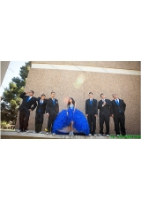 Beautiful Really Puffy Royal Blue Quinceanera Package with Beading and Ruffles