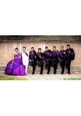 New Style Bubble and Beaded Strapless Purple Quinceanera Package in Organza