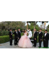 Discount Tulle Beaded and Ruffled Sweetheart Quinceanera Package in Baby Pink