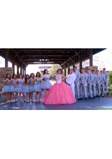 Top Seller Beaded Bodice Sweetheart Watermelon Red Quinceanera Package
