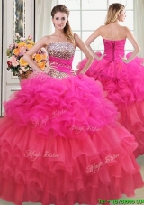 Pretty Strapless Beaded Bodice and Ruffled Layers Quinceanera Dress in Two Tone