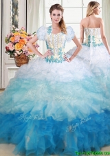 Luxurious Sweetheart Applique and Beaded Ruffled Quinceanera Dress in Gradient Color