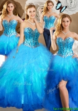 Modern Sequined Ruffled Beaded Removable Quinceanera Dresses in Two Tone
