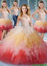 Lovely Three for One Halter Top Tulle Quinceanera Dresses with Beading and Ruffles