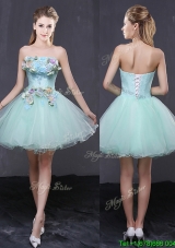 Cute Princess Strapless Lace Up Short Prom Dress with Handcraft