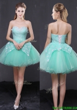 Most Popular Organza Applique and Laced Short Prom Dress in Apple Green
