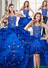 Classical Beaded and Sequined Removable Quinceanera Dresses with Embroidery and Pick Ups