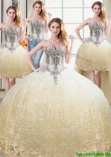 Affordable Really Puffy Beaded Bodice Detachable Quinceanera Dresses in Tulle and Lace