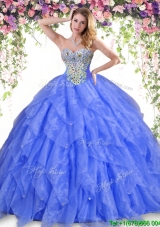 2017 Luxurious Big Puffy Organza Quinceanera Dress with Beading and Ruffles