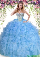 2017 Lovely Beaded and Pick Ups Quinceanera Dress in Baby Blue