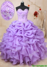 New Style Beaded and Ruffled Sweetheart Quinceanera Dress in Lavender