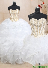 Top Seller Visible Boning Beaded and Ruffled Detachable Quinceanera Dress in Organza