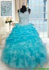 Best Visible Boning See Through Back Straps Beaded Bodice Quinceanera Gown