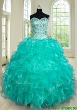 Discount Visible Boning Floor Length Quinceanera Dress with Beaded Bodice