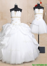 Wonderful Beaded and Bubble Strapless Removable Quinceanera Dress in Taffeta and Tulle