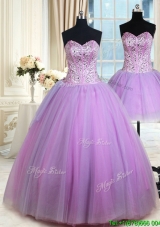 Top Seller Visible Boning Lavender Detachable Quinceanera Dress with Beading