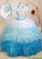 New Style Applique and Beaded Ruffled Quinceanera Dress in Gradient Color