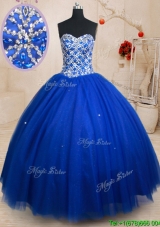 Perfect Puffy Skirt Sweetheart Beaded Bodice Quinceanera Dress in Royal Blue