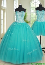 Popular Big Puffy Visible Boning Tulle Removable Quinceanera Dress with Beading
