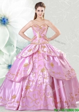 Top Seller Ball Gown Satin Embroideried Quinceanera Dress in Lilac