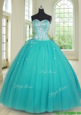 Latest Really Puffy Visible Boning Beaded Bodice Quinceanera Dress in Tulle