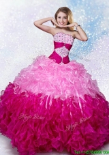 Luxurious Ball Gow Strapless Organza Multi-color Quinceanera Dress with Beading 248.62