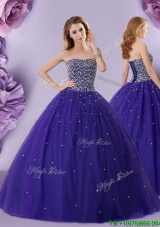 New Style Puffy Skirt Strapless Beaded Bodice Quinceanera Gown
