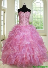 Discount Two Tone Sweetheart Quinceanera Dress with Ruffles and Beading