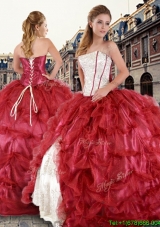 Beautiful Strapless Brush Train Quinceanera Dress with Pick Ups and Beading