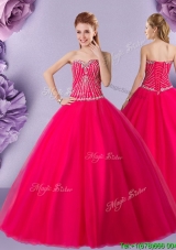 Exclusive Big Puffy Floor Length Tulle Quinceanera Gown with Beading