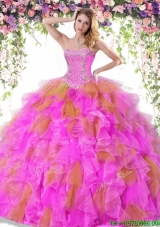 Two Tone Organza Sweet 16 Dress with Ruffles and Beading