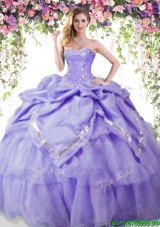 Wonderful Lavender Sweet 16 Dress with Beading and Pick Ups